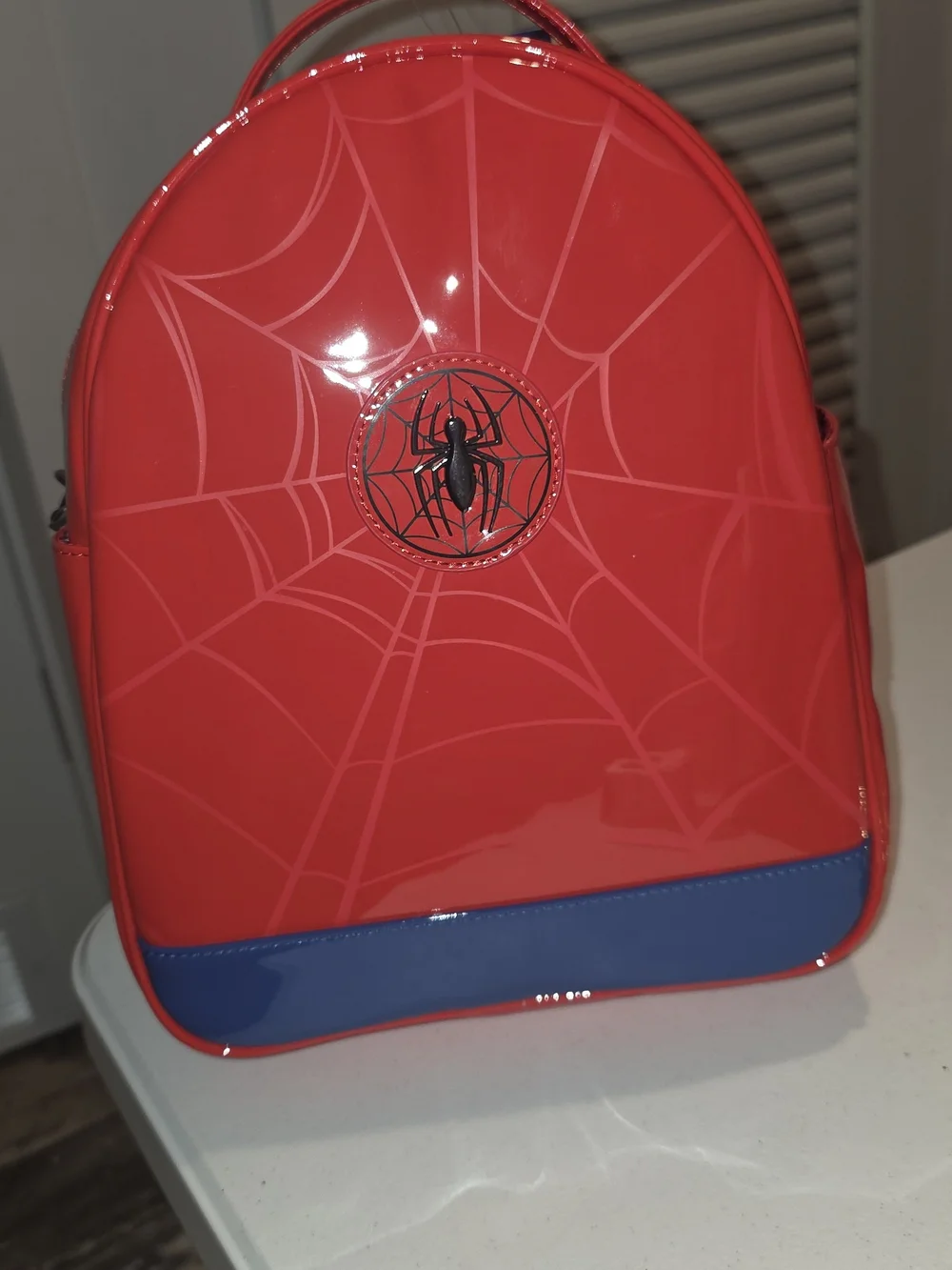 Marvel Red Spider-Web Kids Backpack with Blue Trim